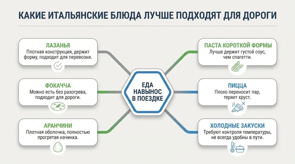 Какие итальянские блюда выдерживают дорогу