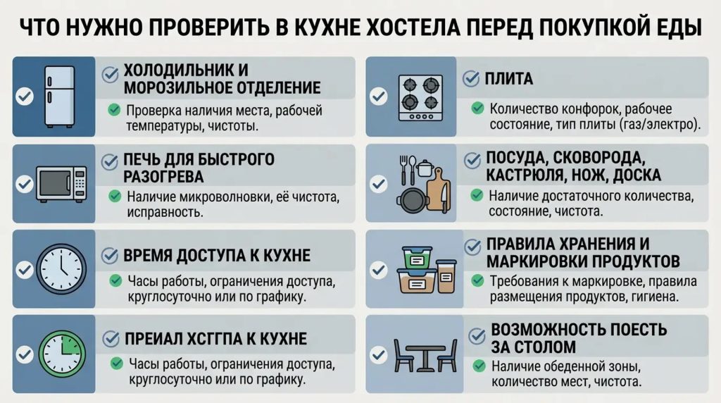 Что нужно проверить в кухне хостела перед покупкой еды