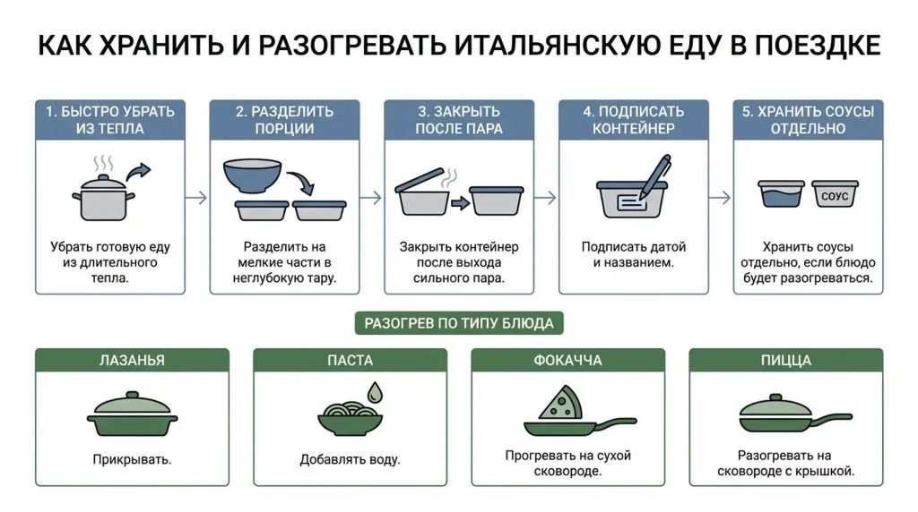 Как хранить и разогревать итальянскую еду в поездке